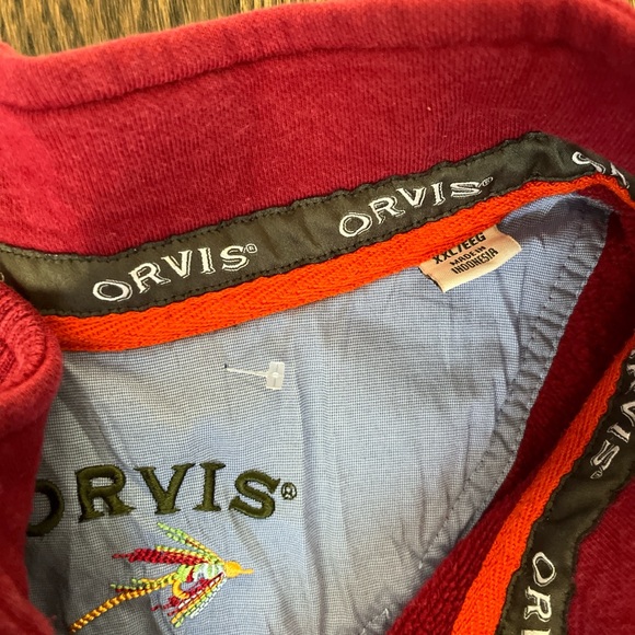 Orvis Red Quarter Zip Classic Sweatshirt - Picture 2 of 5